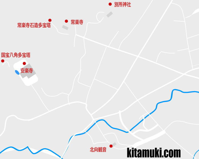 北向観音から常楽寺への行き方マップ画像